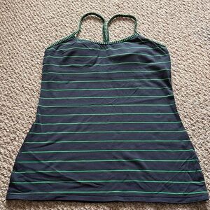 lululemon athletica Black and Green Striped Tank Top